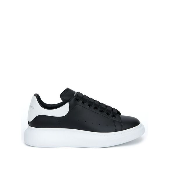 Men's Black Leather Sneakers with Thick Sole - Picture 1 of 4
